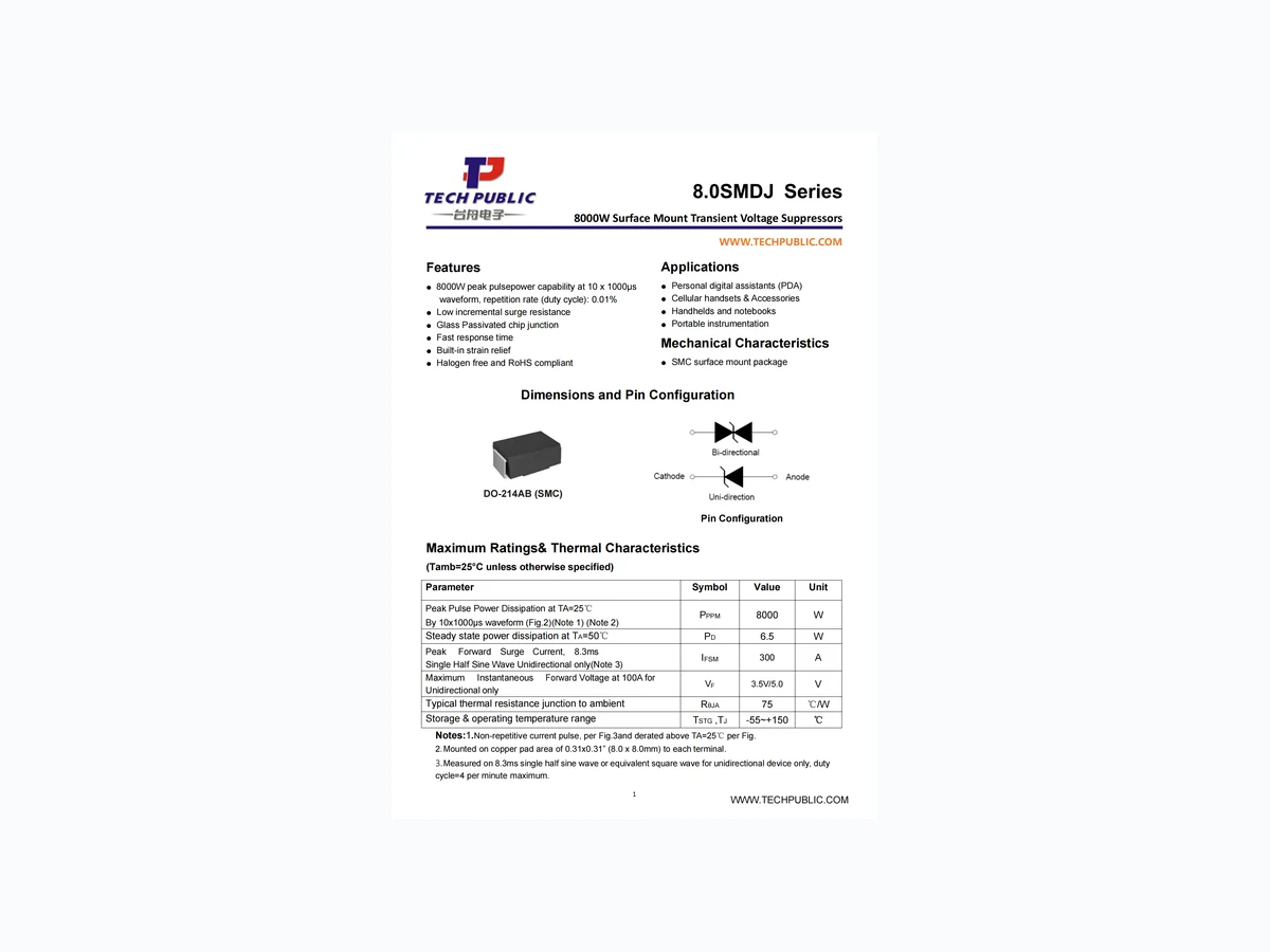 8.0SMDJ integrated circuit reference